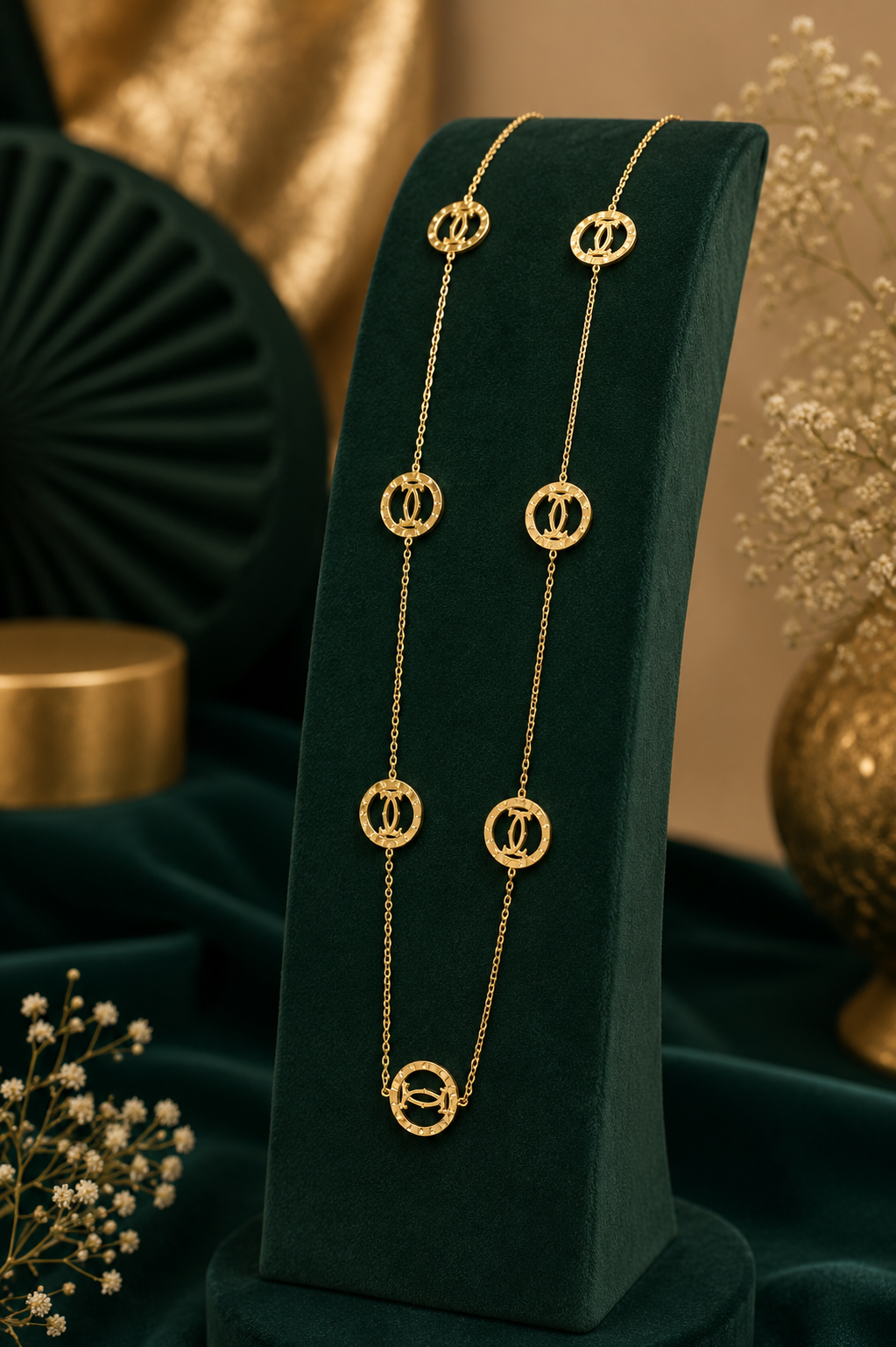 Gold Circle Station Necklace