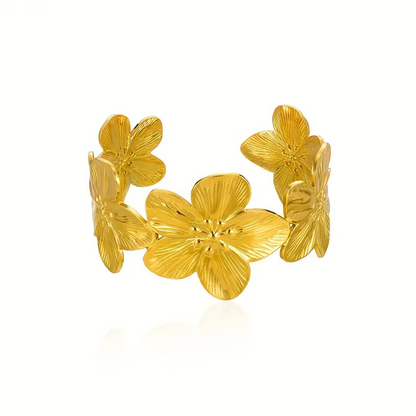 Gold Floral Cuff Bracelet